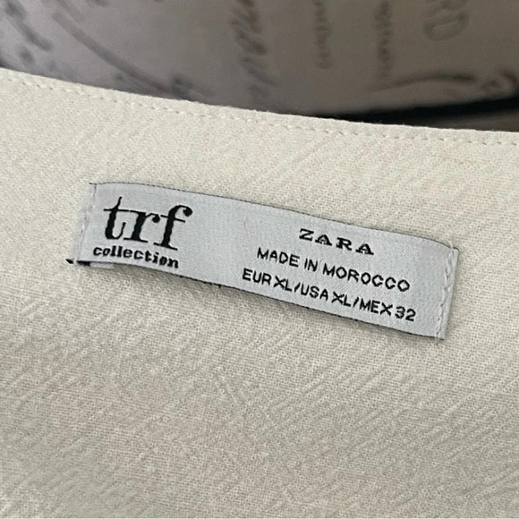 Zara TRF Collection Cream Puff Sleeve Linen Blend Top Size XL - Picture 3 of 7